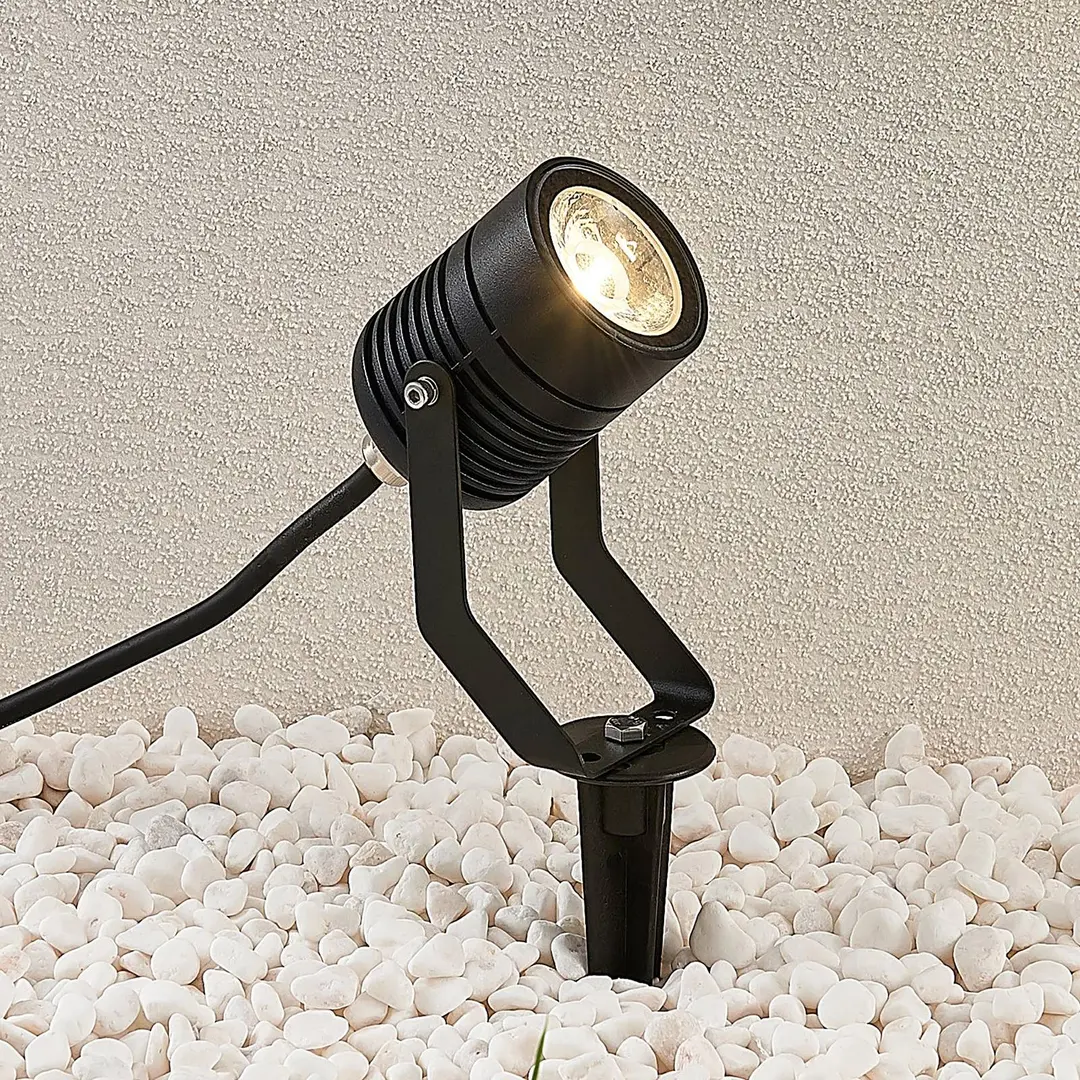 LINDBY LED-Außenstrahler Maris m. Erdspieß, IP65, schwarz