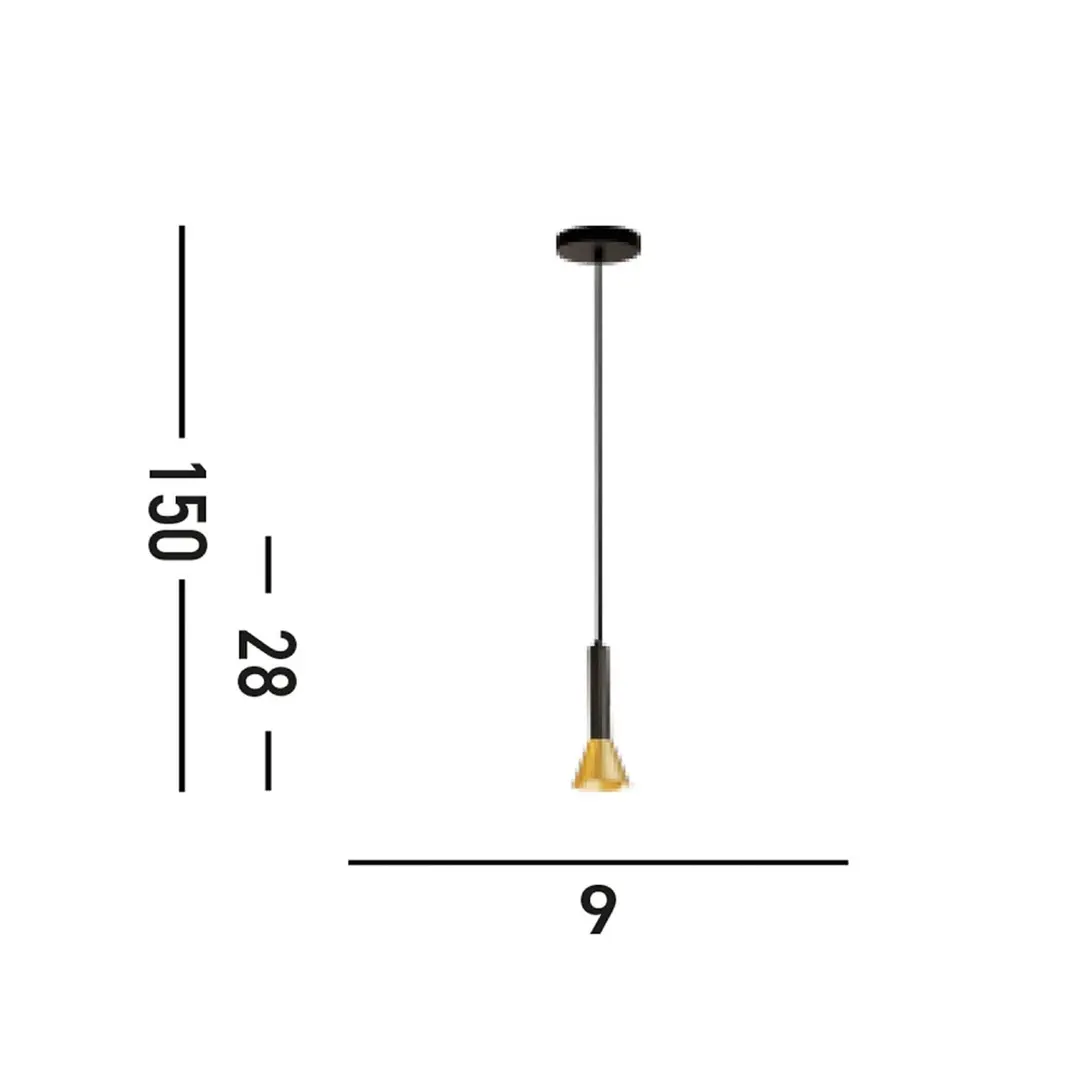 Searchlight Pendellampe Signal, Ø 9 cm, schwarz/goldfarben, Metall