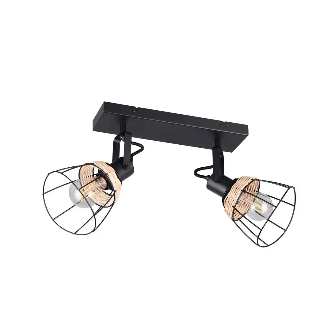 Reality Leuchten Deckenlampe Jerome, Länge 36 cm, 2-flg., schwarz matt Metall