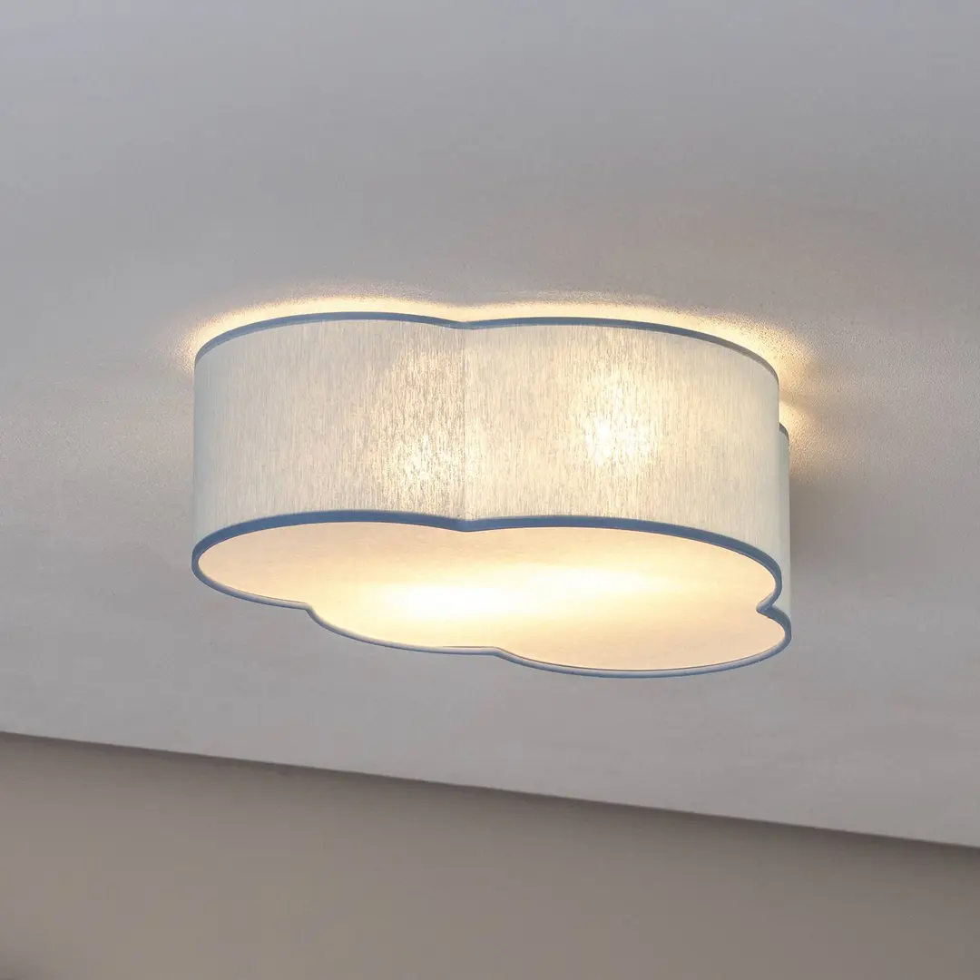 TK Lighting Deckenleuchte Cloud, blau, 43 cm lang, Textil, Wolke, E27