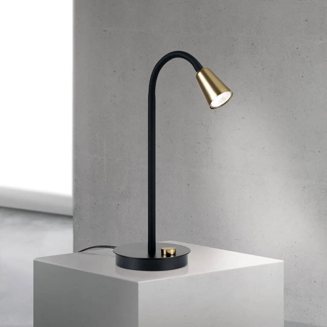 Orion Tischleuchte Dotty, messing, Höhe 45 cm, Fuß, Dimmer, GU10