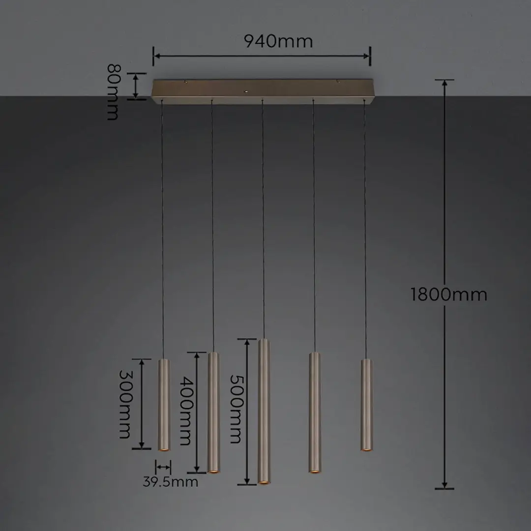 Trio Lighting LED-Pendellampe Arimato, Länge 94 cm platinfarben Metall CCT