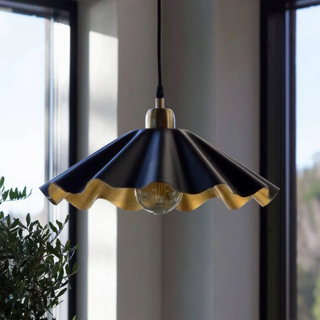 PR Home Hängeleuchte Aira, schwarz/messing, Ø 41 cm, Eisen, E27