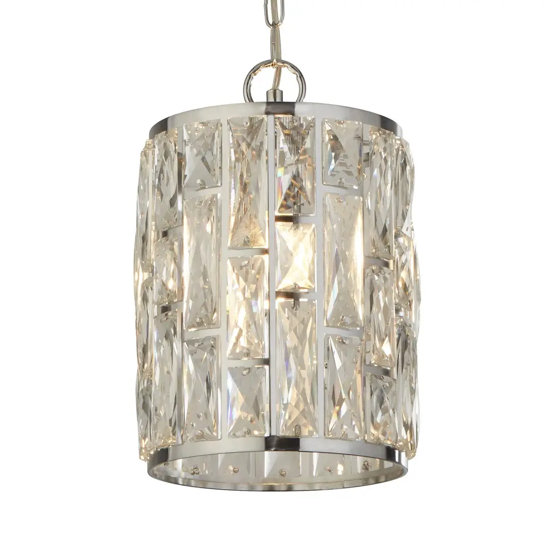 Searchlight Hängeleuchte Bijou, Schirm mit Kristallen, Ø 22 cm, chrom
