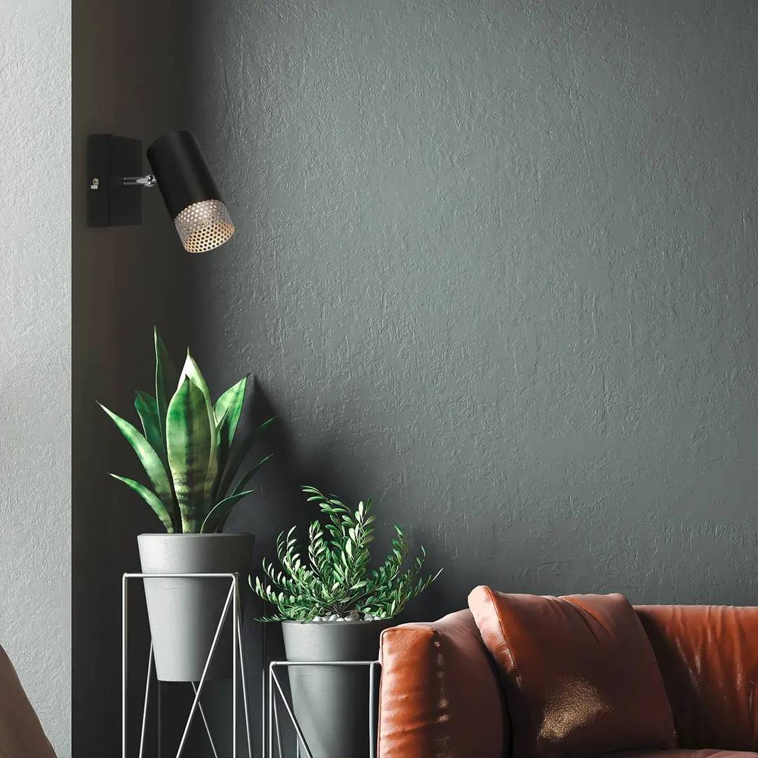 Briloner Wandspot Plek GU10 schwarz/silber einflammig