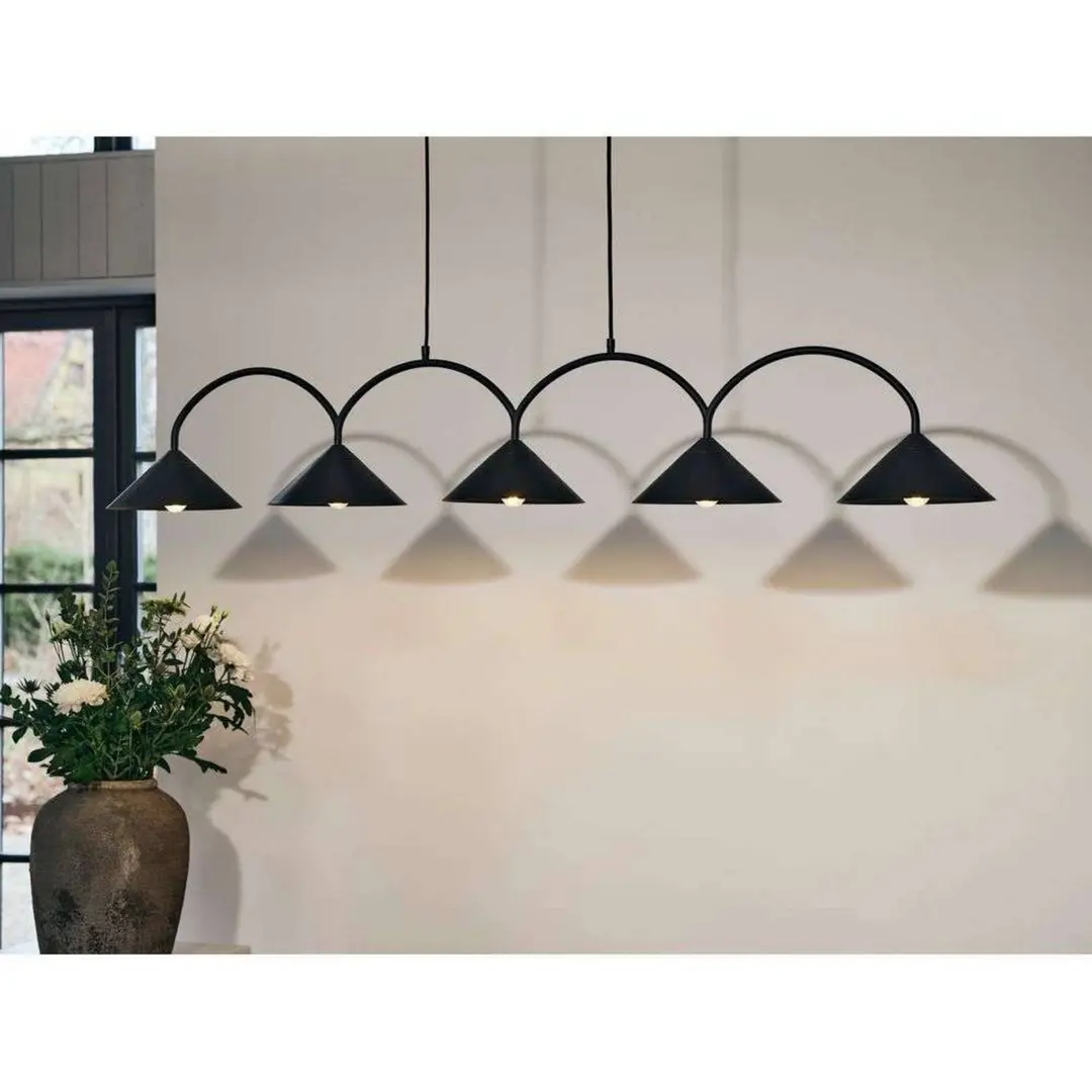 Globen Lighting Hängelampe CURVE 5, schwarz, 5-flg., 165 cm