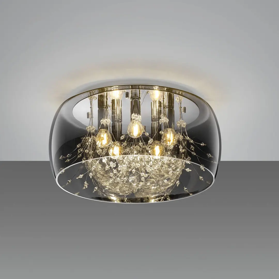 Trio Lighting Deckenleuchte Crystel aus Glas, chrom, Ø 50 cm
