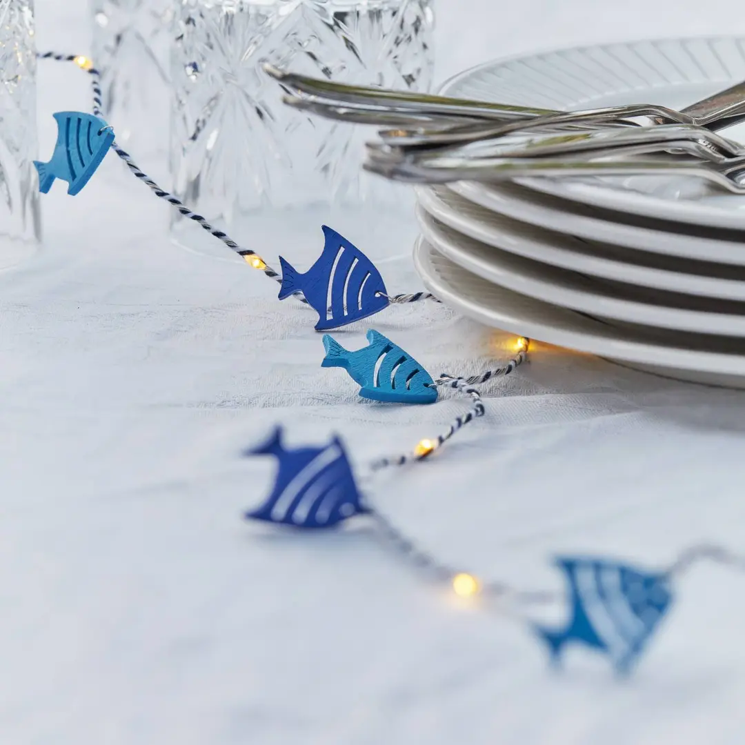 Sirius LED-Lichterkette Selma Fish, blau, 20-flg, Batteriebetrieb