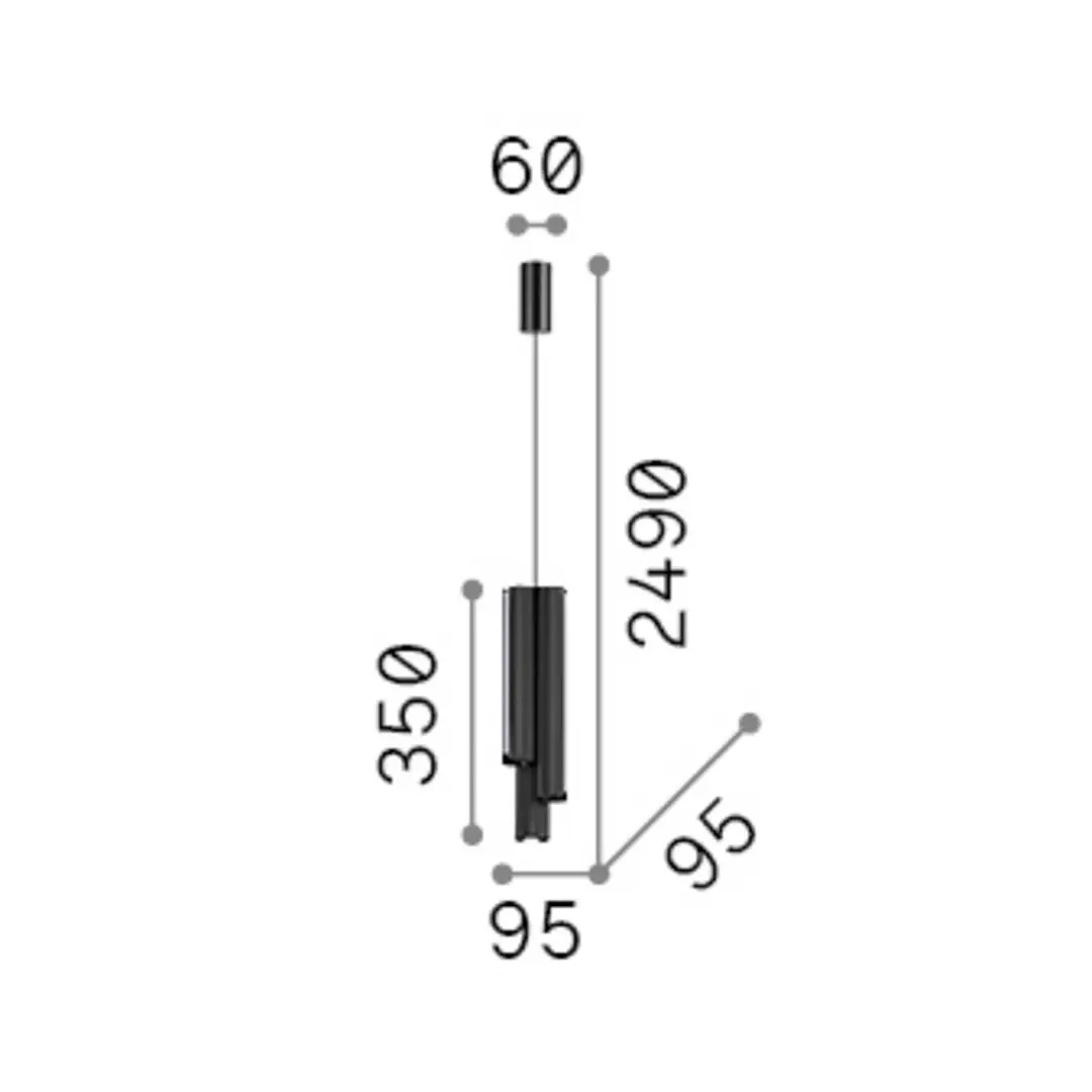 Ideal Lux LED-Hängelampe Dorica schwarz Ø 9 cm Metall 3-flg