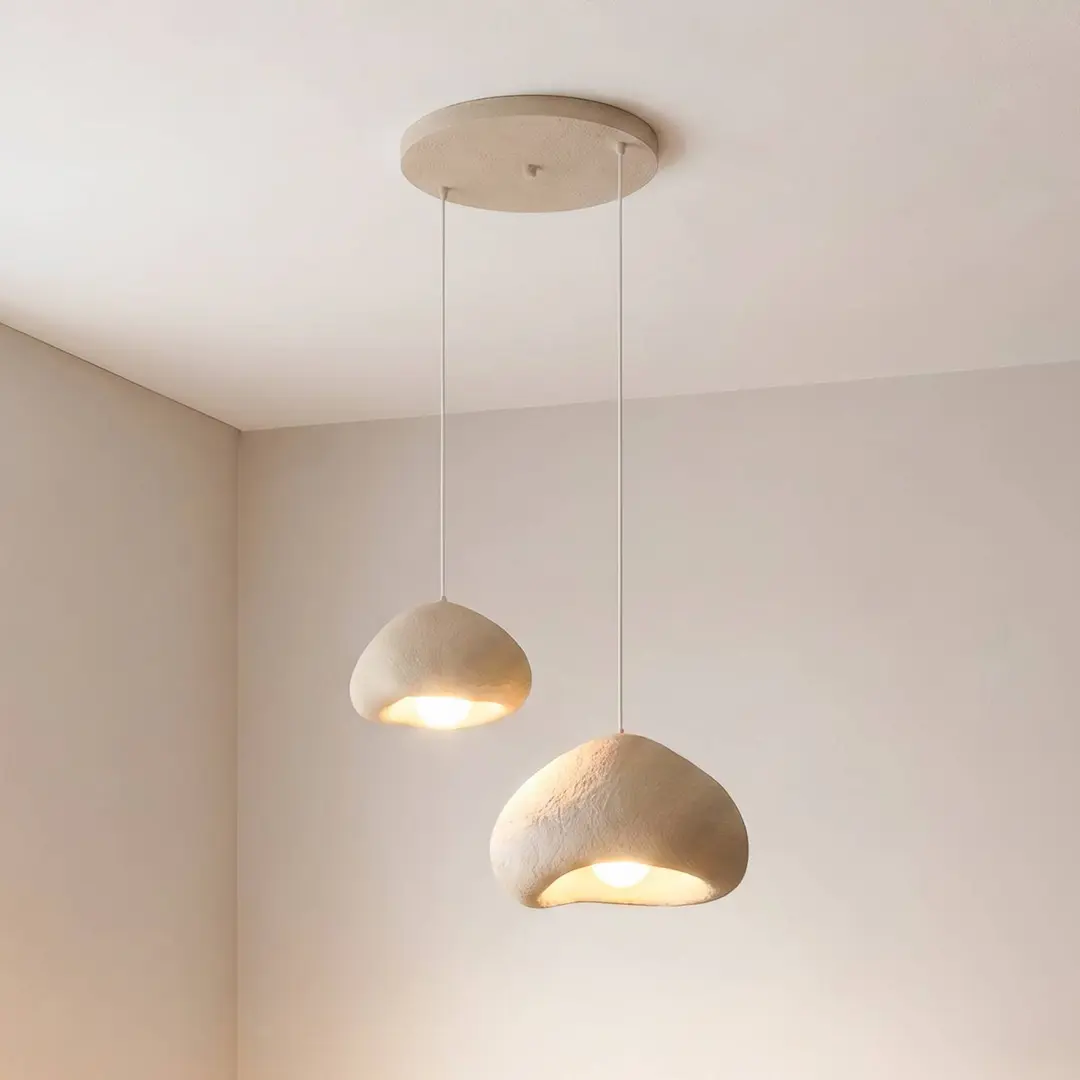 Opviq Hängeleuchte Lora, beige, Breite 70 cm, 2-flg. Fiberglas E27