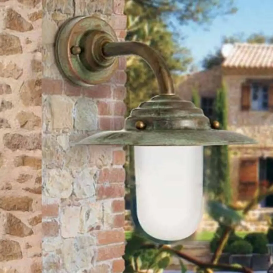 Moretti Luce Außenwandleuchte Antique 26cm messing antik/opal