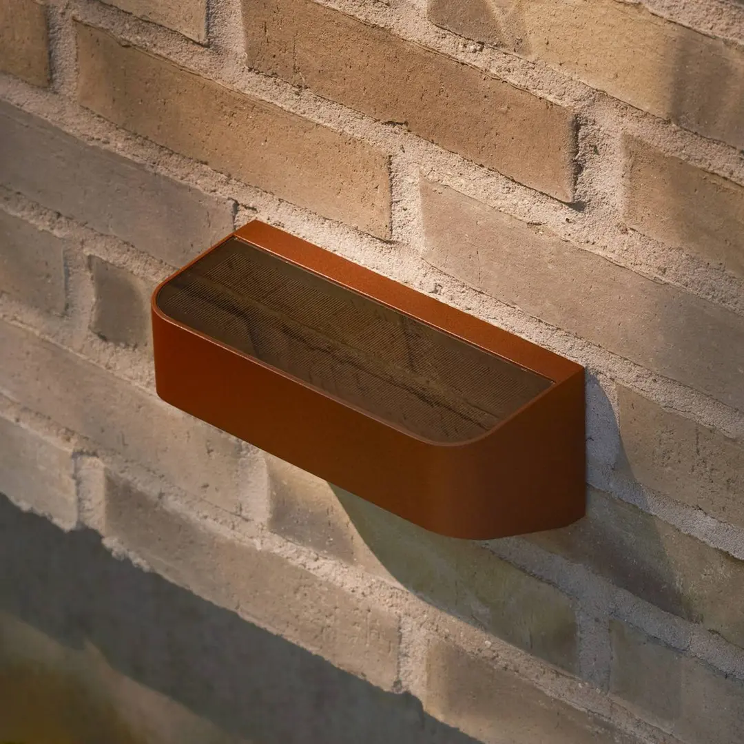 Nordlux LED-Solar-Außenwandlampe Marcellio, braun, Sensor, IP54