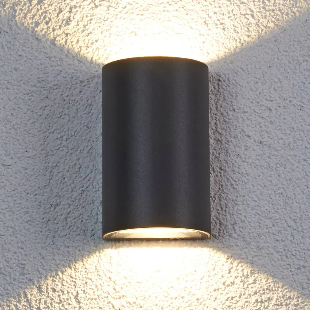 Lucande LED-Außenwandleuchte Jale, 16 cm, anthrazit, Alu