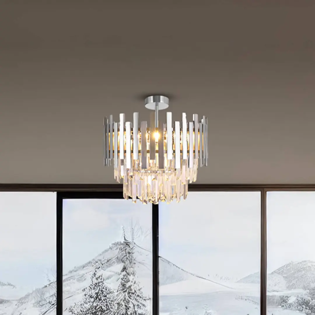 Eko-Light Deckenlampe Aspen Metall chromfarben, Glaskristalle, Ø 45 cm