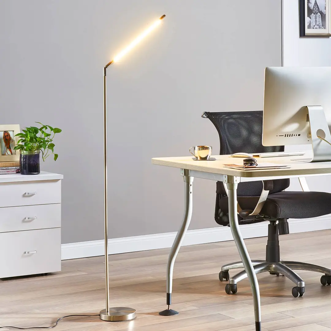 Lindby LED-Stehleuchte Jabbo, 163 cm, nickel, Metall