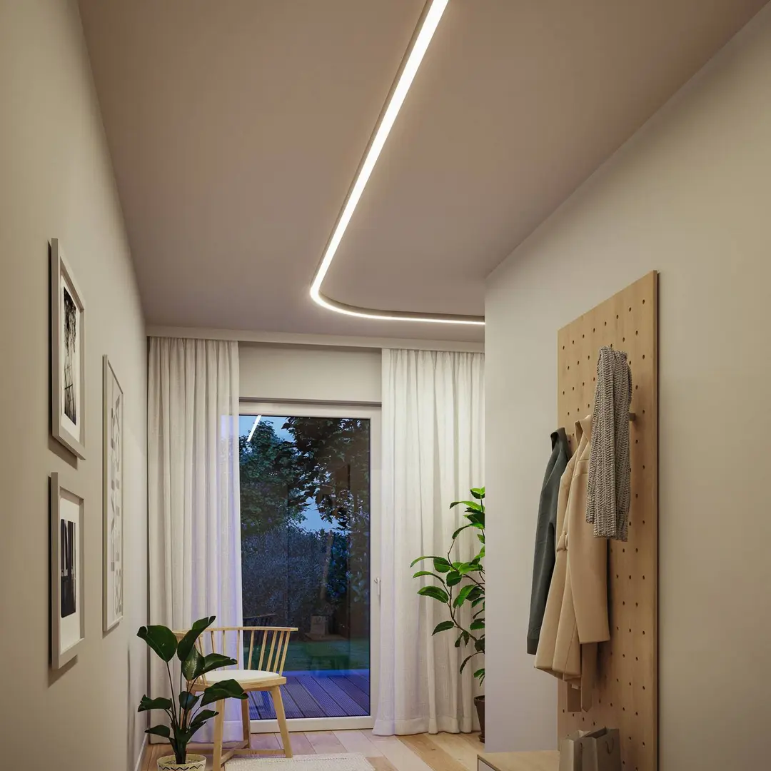 Paulmann LED-Lichtleiste Linion, chrom, 90° Kurve, 3.000 K