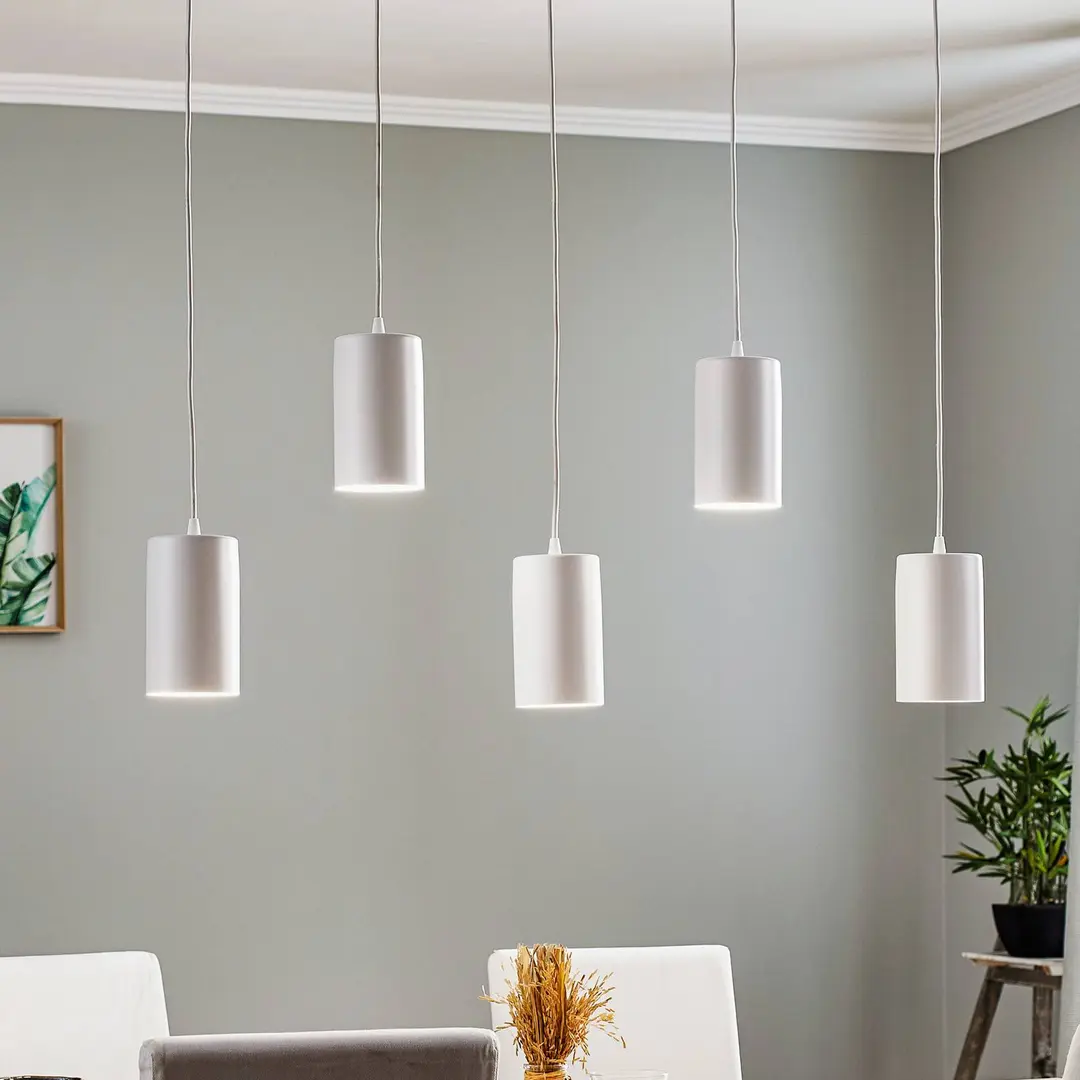 TEMAR LIGHTING Pendelleuchte ZW Tube 170, fünfflammig, weiß