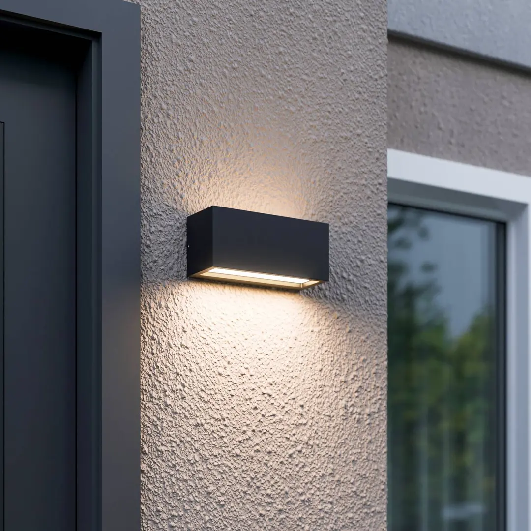 Lucande Außenwandlampe Bente, anthrazit, Breite 25 cm, IP54