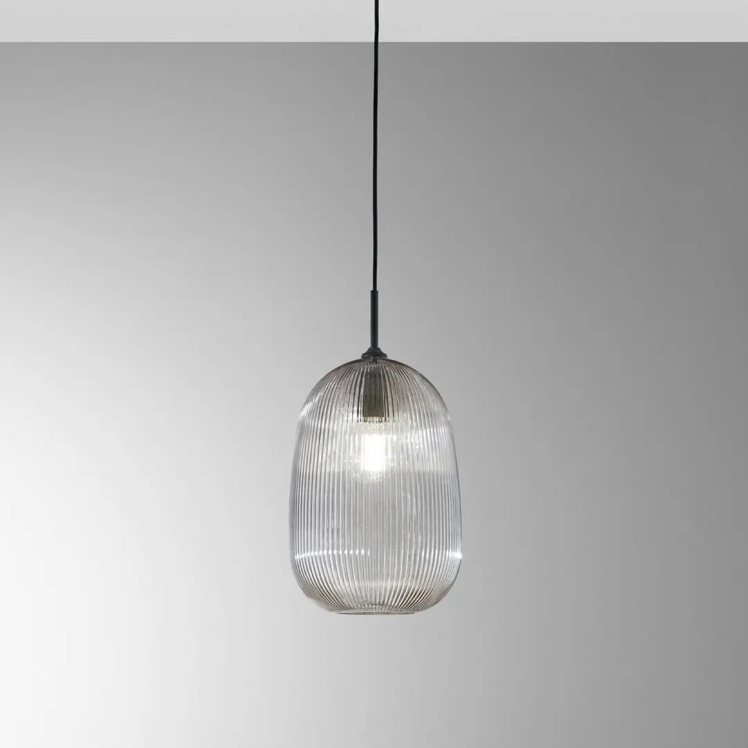 Luce Ambiente Design Hängelampe DUKE, grau, Ø 21 cm, Glas