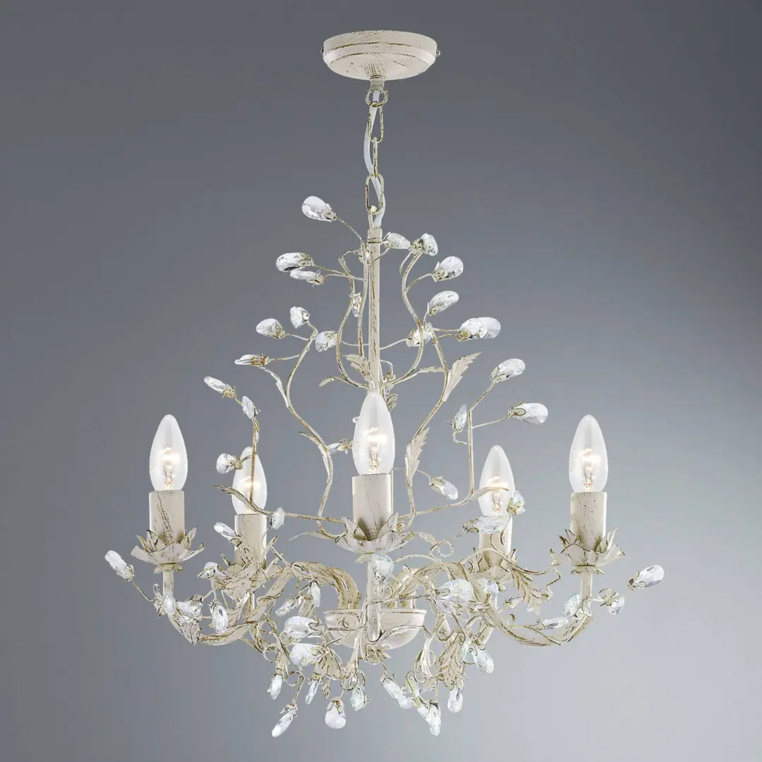 Searchlight Kronleuchter Almandite 5fl., creme-gold