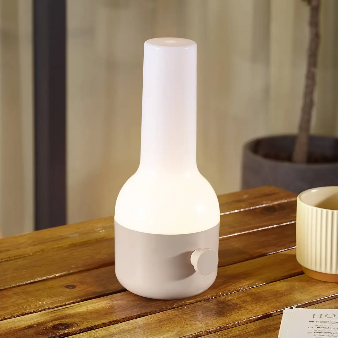 Lindby LED-Akku-Tischleuchte Isaline, beige, dimmbar, IP44