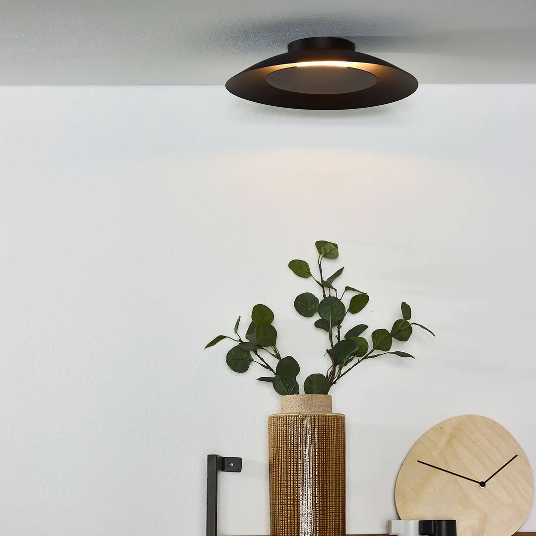 Lucide LED-Deckenleuchte Foskal in Schwarz, Ø 34,5 cm