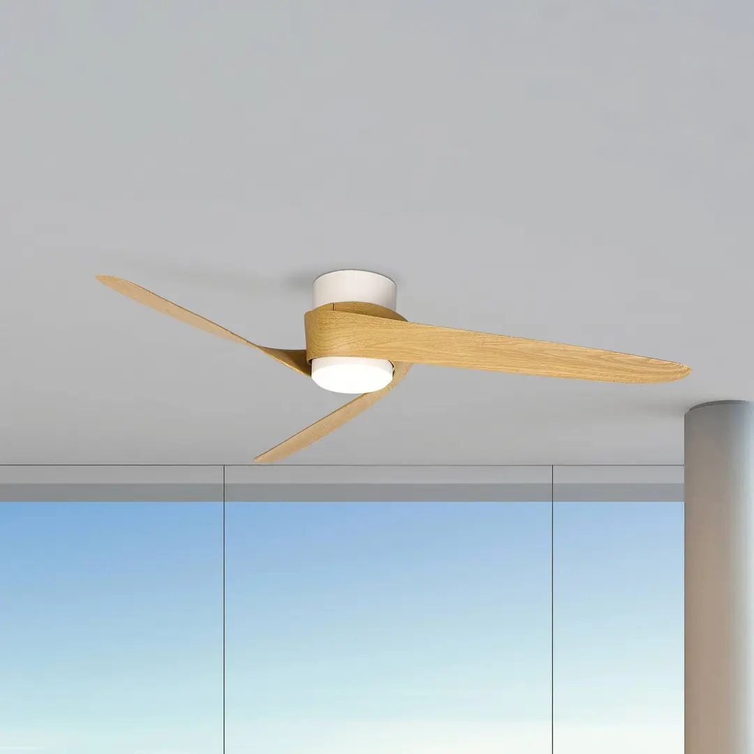 Mantra Iluminación LED-Deckenventilator Groenland M, weiß/holz, DC, leise, CCT