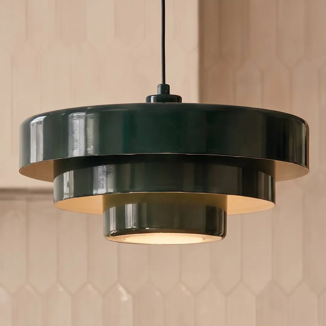 Lindby Hängeleuchte Tivra, grün glänzend, Ø 35 cm, Metall
