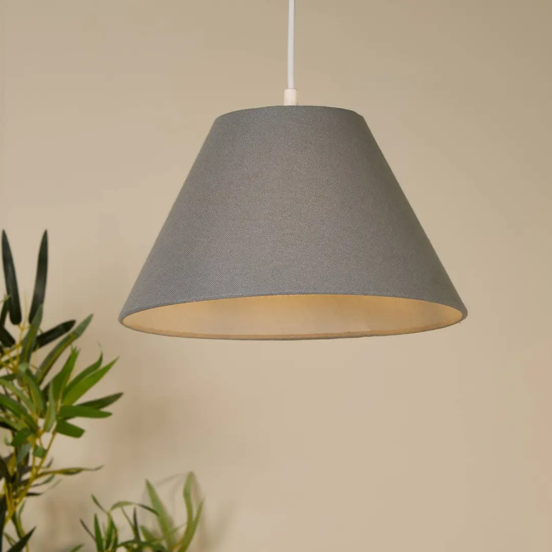 Searchlight Hängeleuchte Lyta, grau, Ø 28 cm, Textil, E27, Kegelform