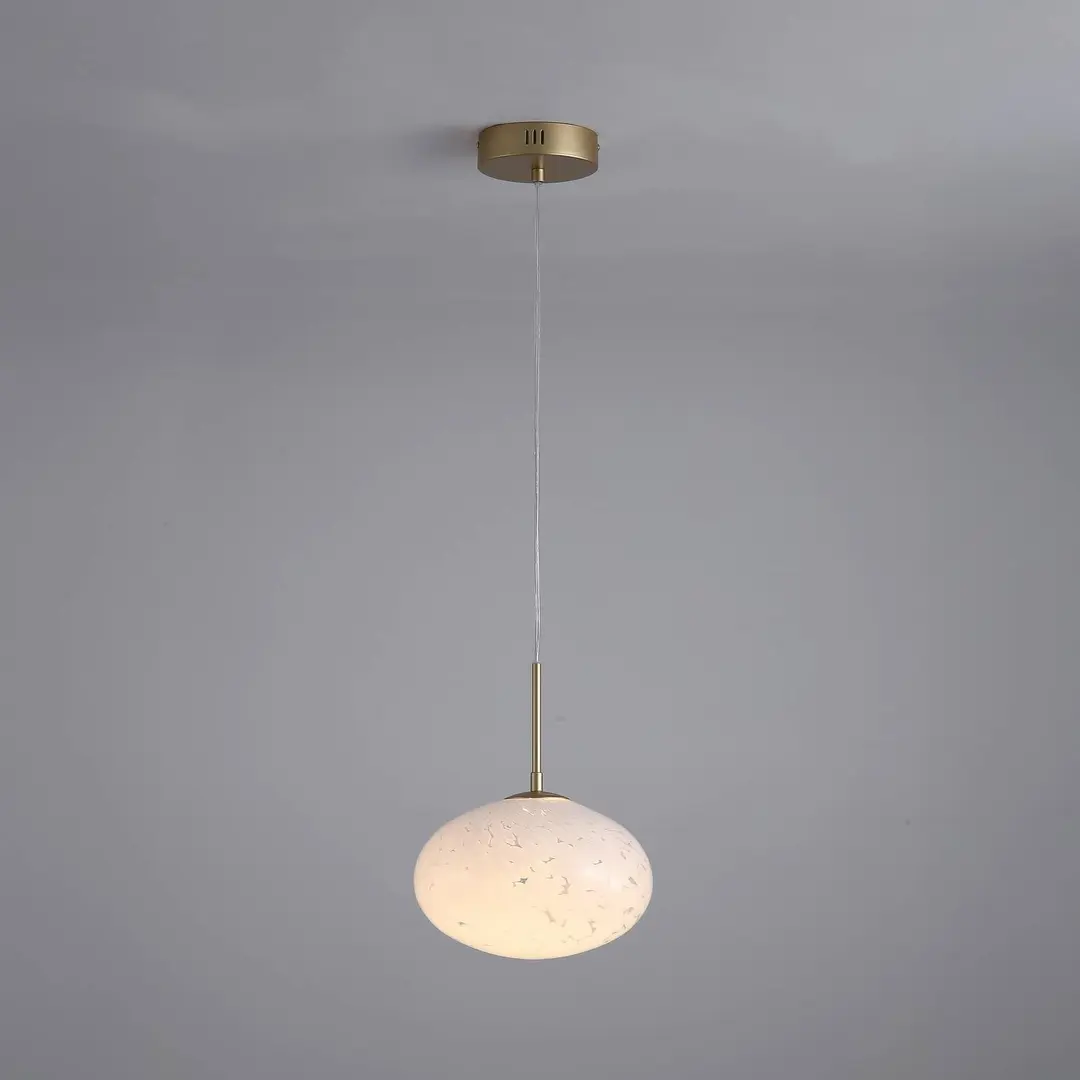 Searchlight LED-Hängelampe Confetti, Ø 25 cm, goldfarben/weiß, Glas