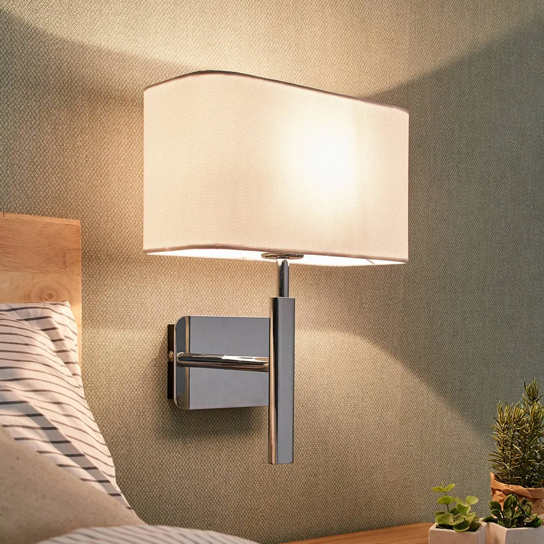 LUCANDE Wandlampe Jettka mit Textilschirm und Schalter