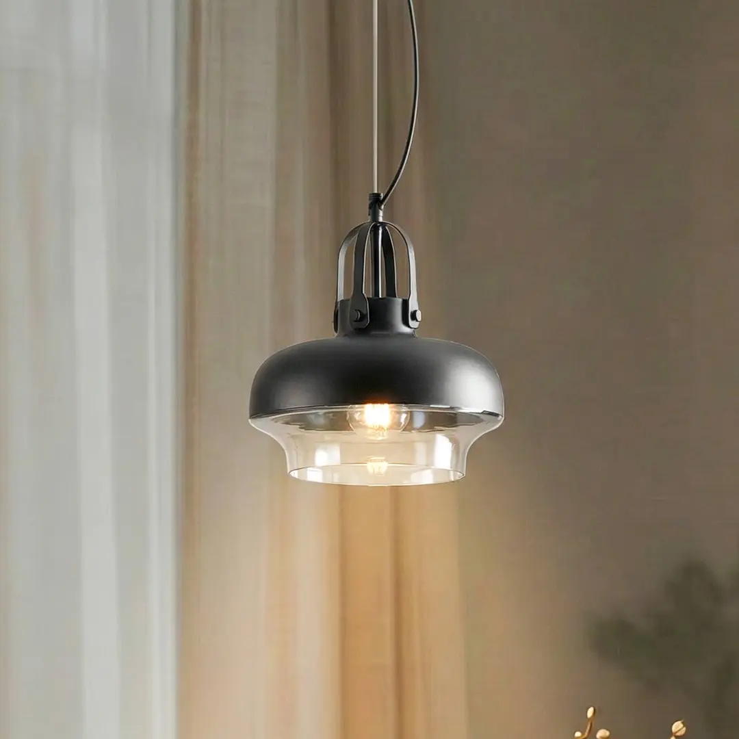 Avonni Pendelleuchte AV-5064-1BSY, Schirm Metall und Glas