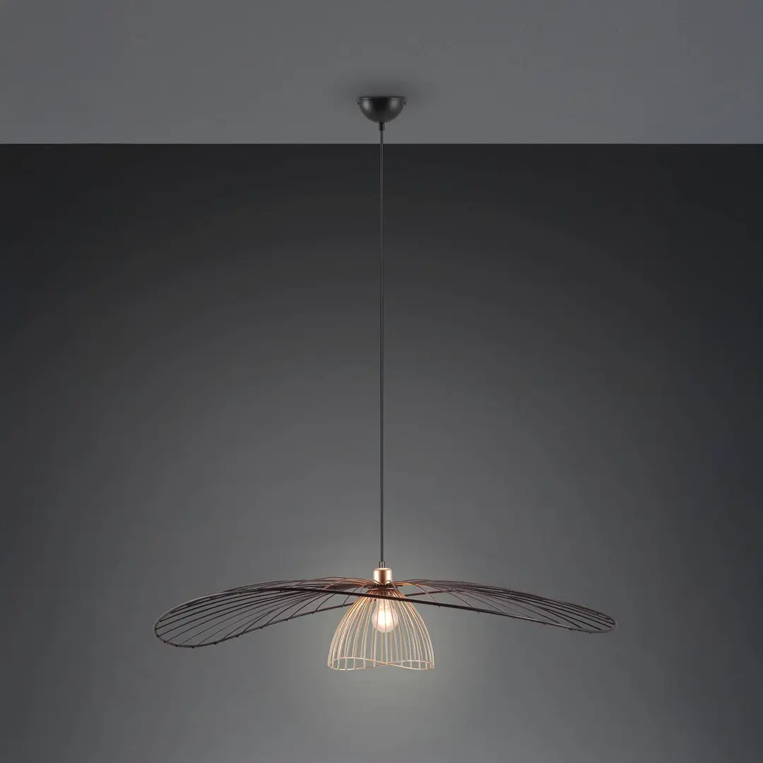 Reality Leuchten Hängeleuchte Lauris, schwarz matt, Ø 100 cm, Metall, E27