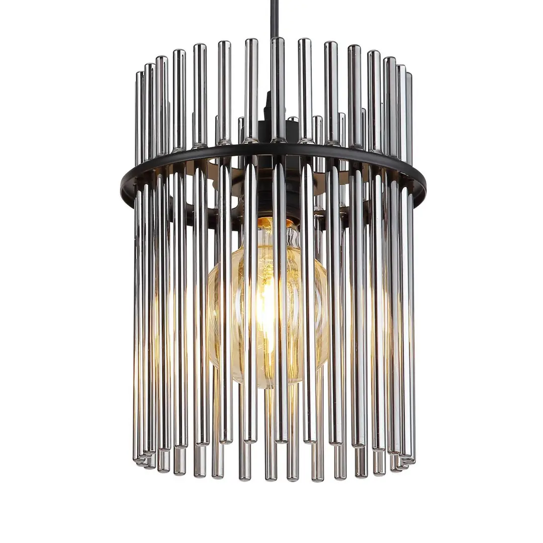 Globo Hängelampe Gorley, rauch/schwarz, 4-flg., 110 cm, Glas, E27