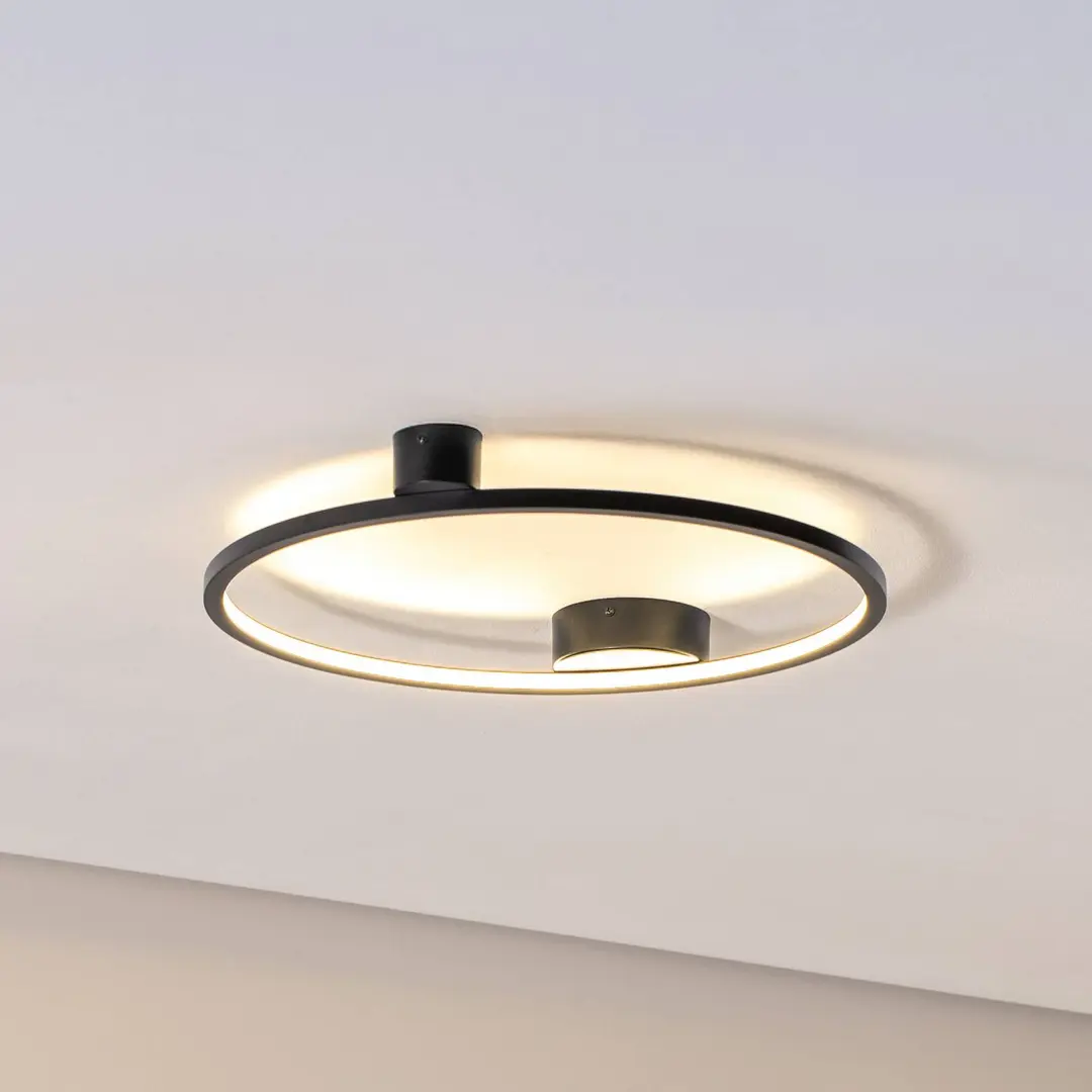 Milagro Lighting LED-Deckenleuchte Saturno, schwarz, Ø 50 cm, Metall, 4.000 K