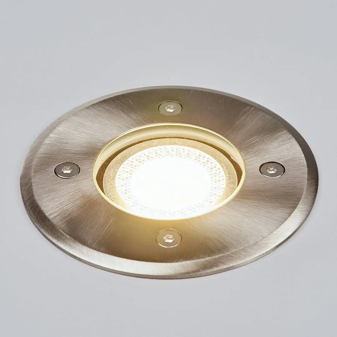Lindby Bodeneinbauleuchte Insa, Ø11cm, Edelstahl, GU10, IP67