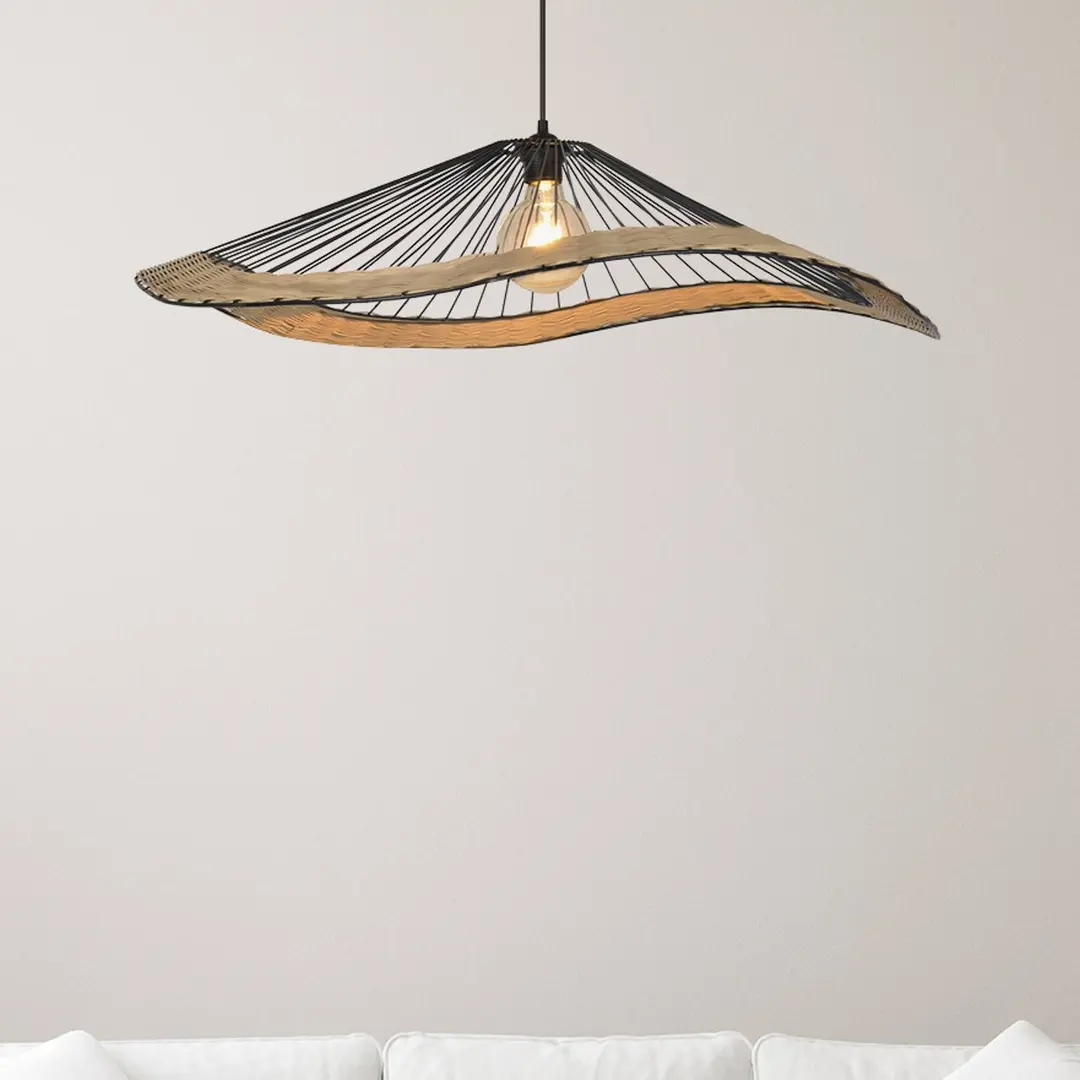 COREP Hängeleuchte Mekong, schwarz, Höhe 18 cm, Metall/Rattan