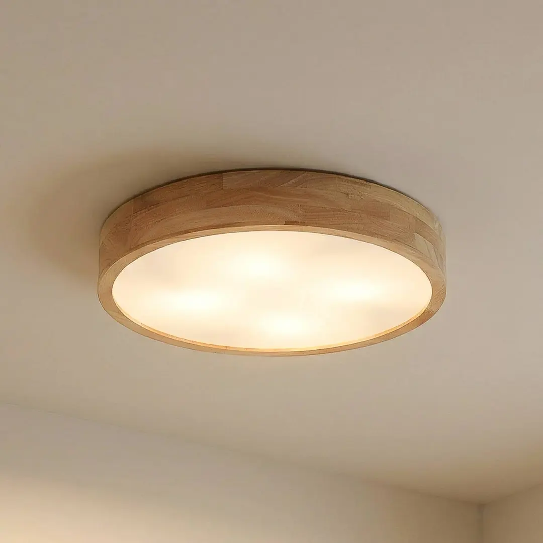 Lindby Deckenlampe Tanju, Ø60 cm, 5-flg., Kautschukholz, E27