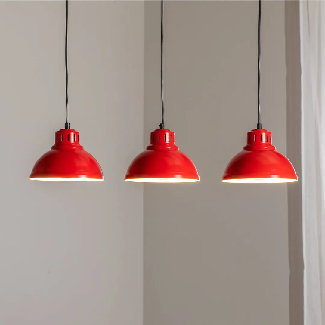 Luminex Hängeleuchte Sven, dreiflammig, rot, Stahl, E27