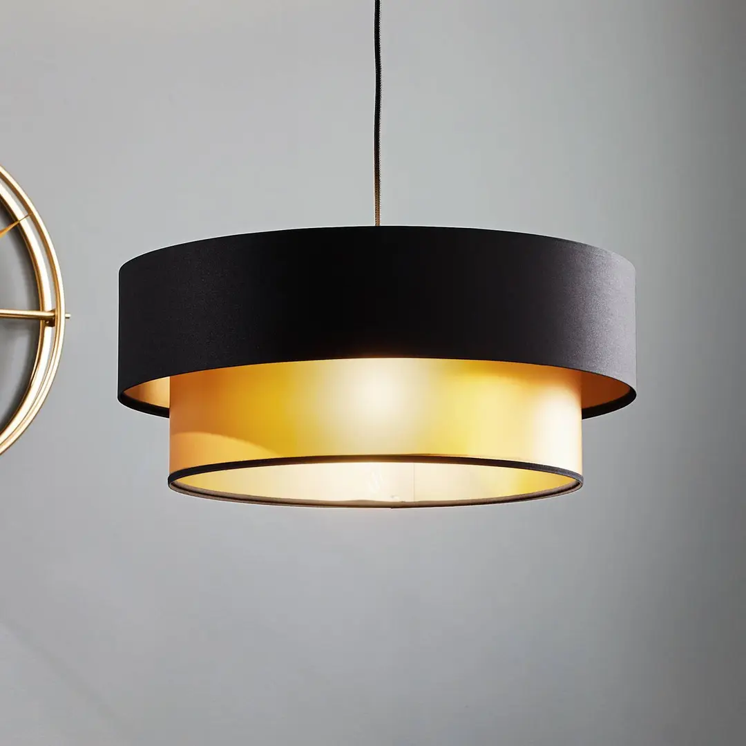 Maco Design Hängelampe Dorina, schwarz/gold Ø 50cm