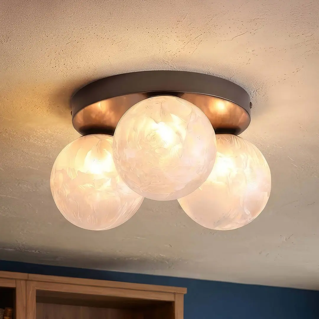 Searchlight Deckenleuchte Frosty, 3-fl., bronze, Glas gefrostet, G9