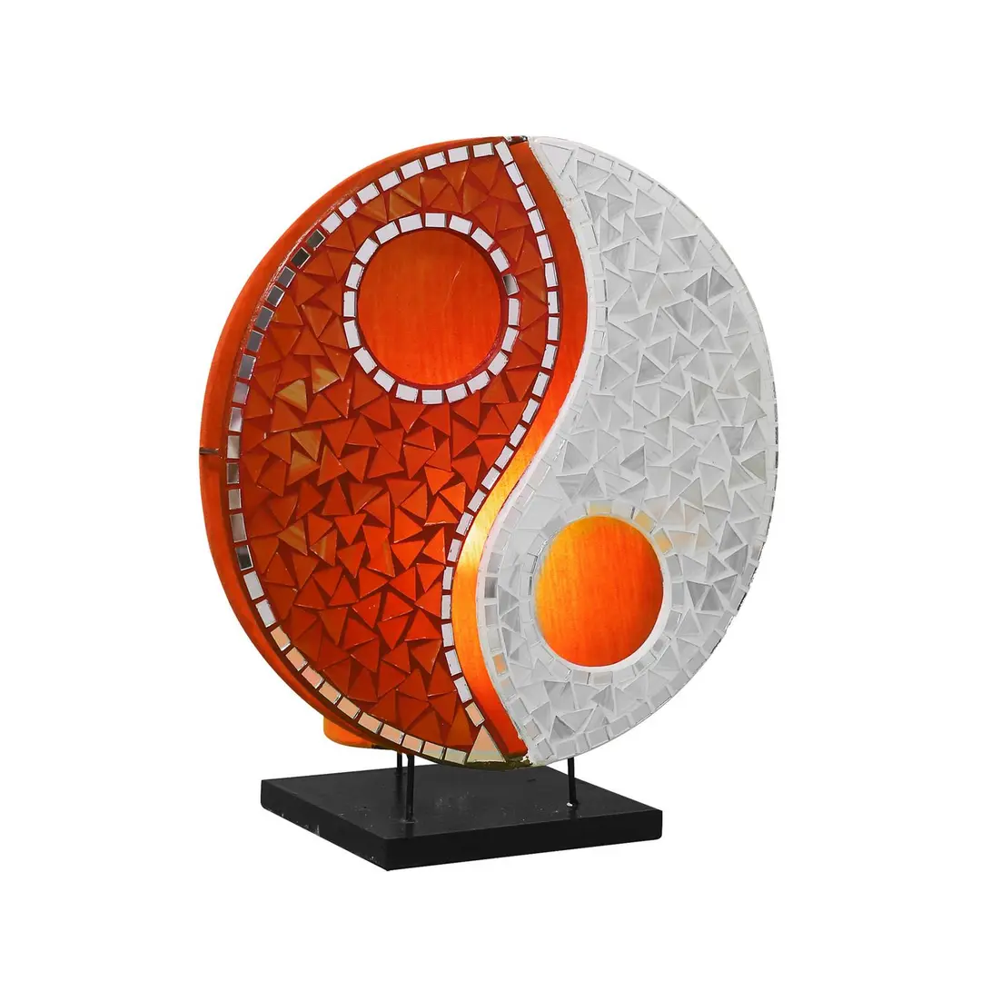 Woru Tischleuchte Ying Yang Glas-Mosaik orange/weiß