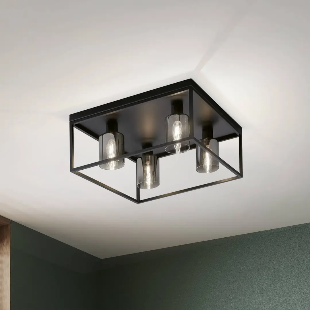 FISCHER & HONSEL Deckenlampe Iska mit Rahmen, vierflammig