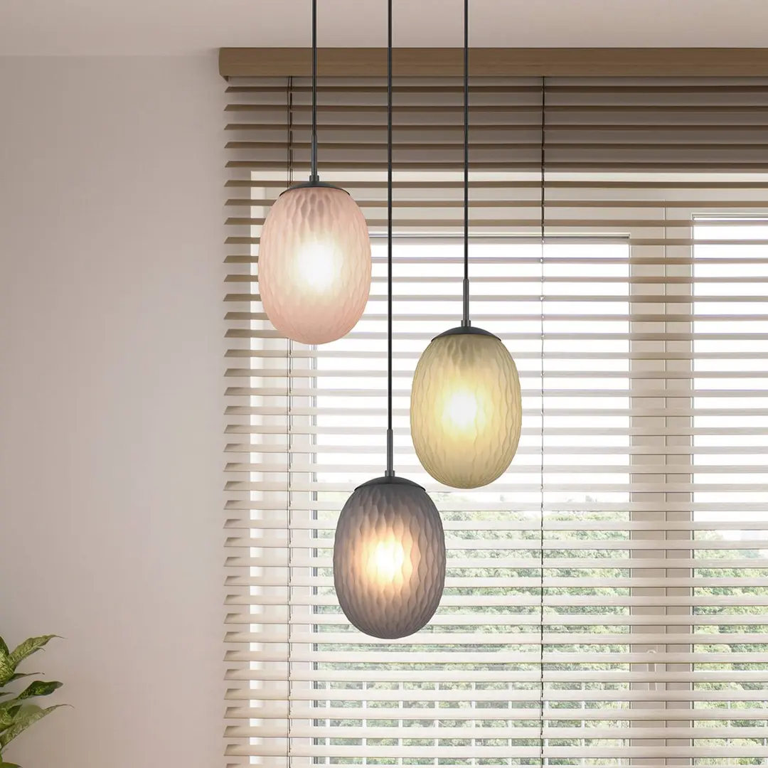 Trio Lighting Hängeleuchte Facette, multicolor, Ø 43 cm, 3-flammig, Glas