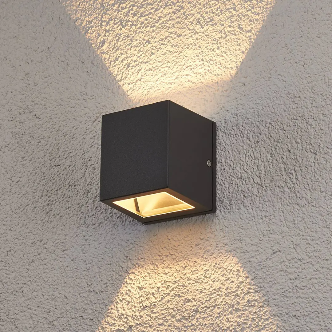 Lucande Außenwandleuchte Maurice, anthrazit, Metall, IP54