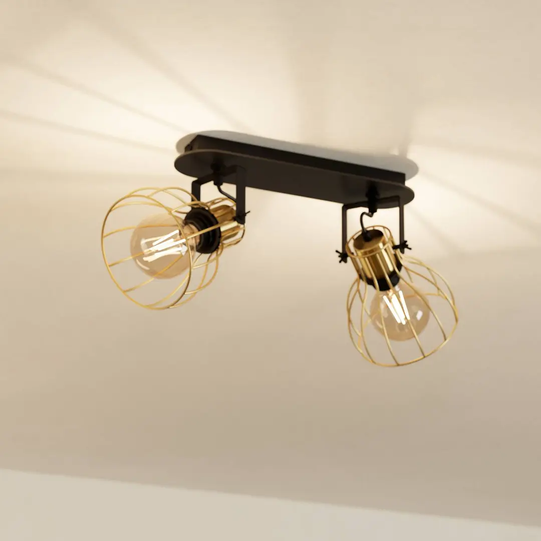EGLO Sambatello Deckenlampe 2-flammig schwarz/gold