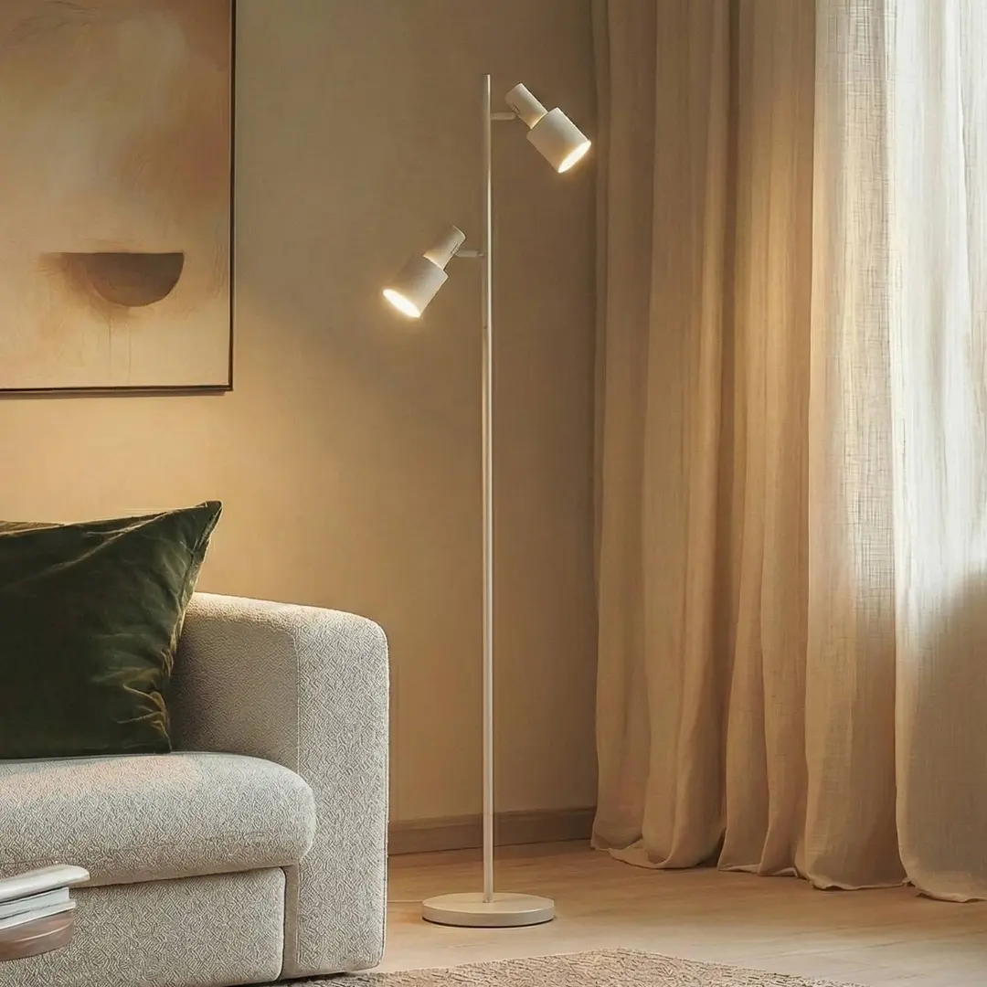Lindby Stehleuchte Ovelia, beige, Metall, E27