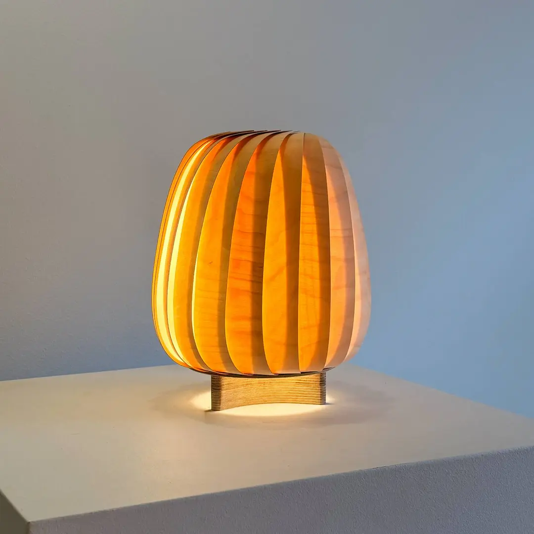 Tom Rossau Tischleuchte ST906, birke, 31 cm hoch, Holz, E27