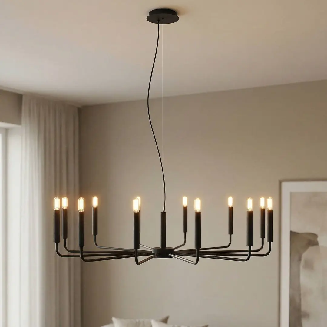 Nowodvorski Lighting Kronleuchter ORTO B, schwarz, Metall, Ø 103 cm, 12-flammig
