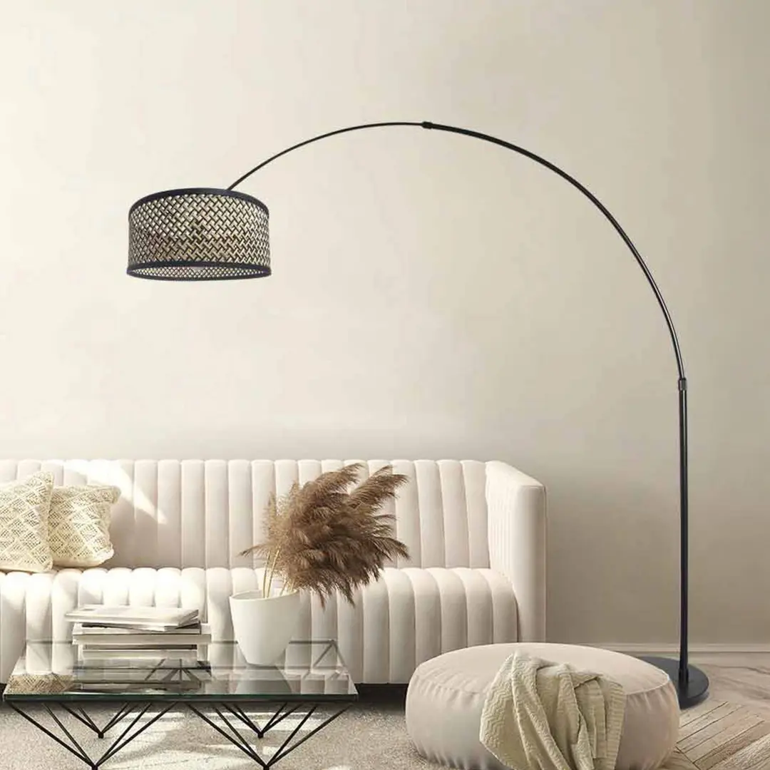 Steinhauer Bogenlampe Sparkled Light, schwarz/Geflecht schwarz-holz